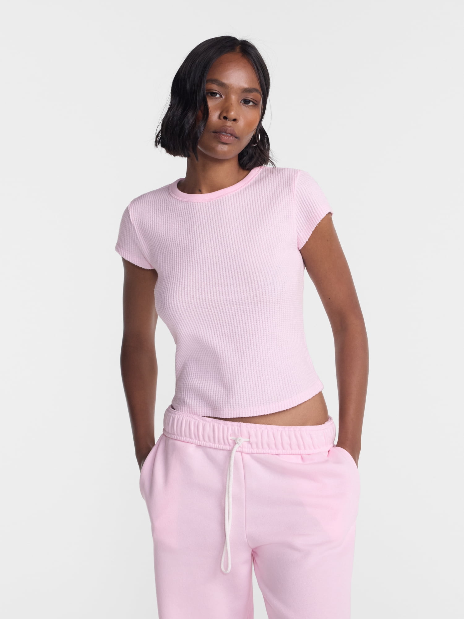No Boundaries Waffle Knit Tee, Women’s XXS-XXL