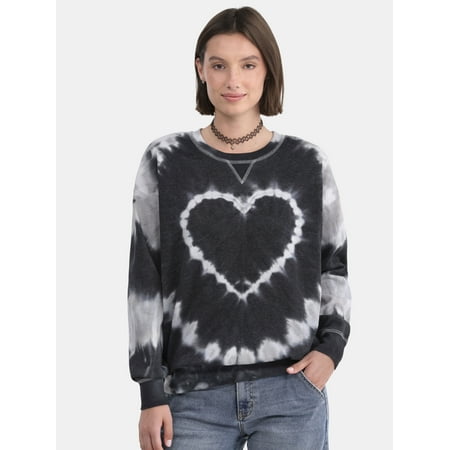 No Boundaries Washed Crewneck Sweatshirt, Lightweight, Women's and Women’s Plus