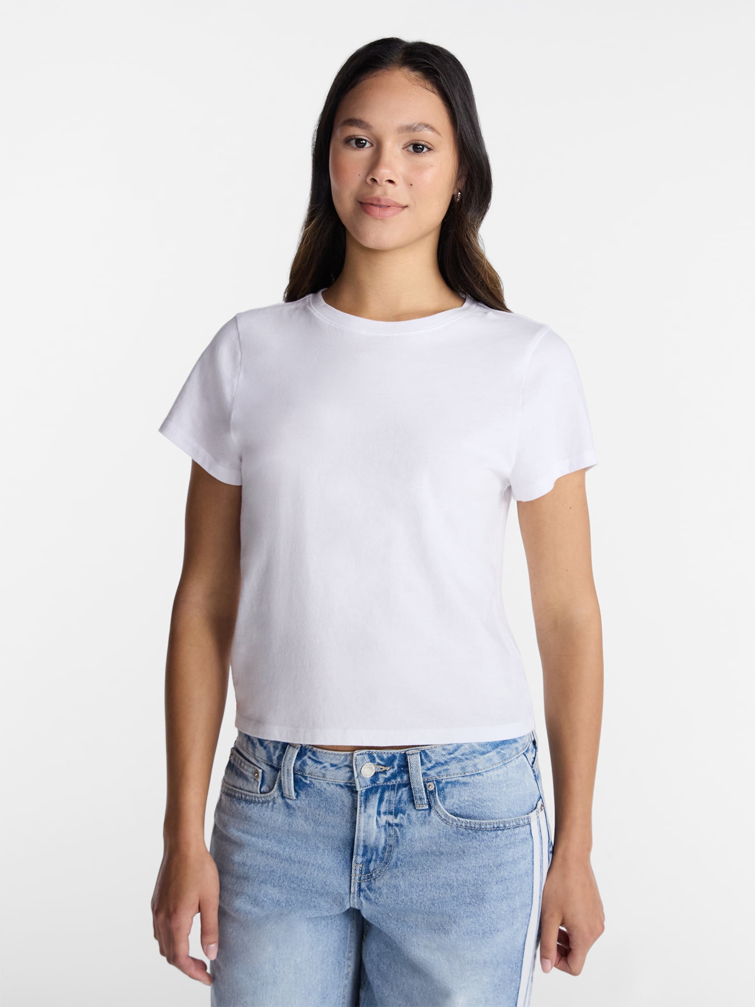 No Boundaries Washed Relaxed Fit Cotton Tee, Women's XXS-XXL