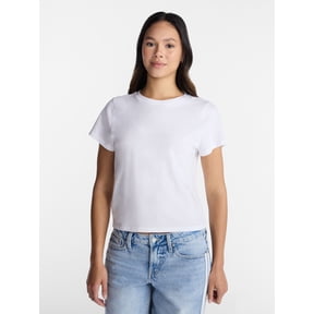 No Boundaries Washed Relaxed Fit Cotton Tee, Women's XXS-XXL