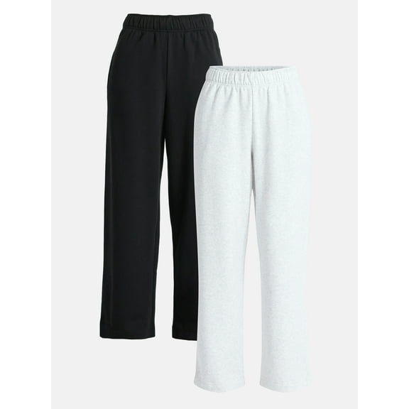 No Boundaries Soft Fleece Wide Leg Pants, 30” Inseam, 1 or 2-Pack, Women’s XXS-4X
