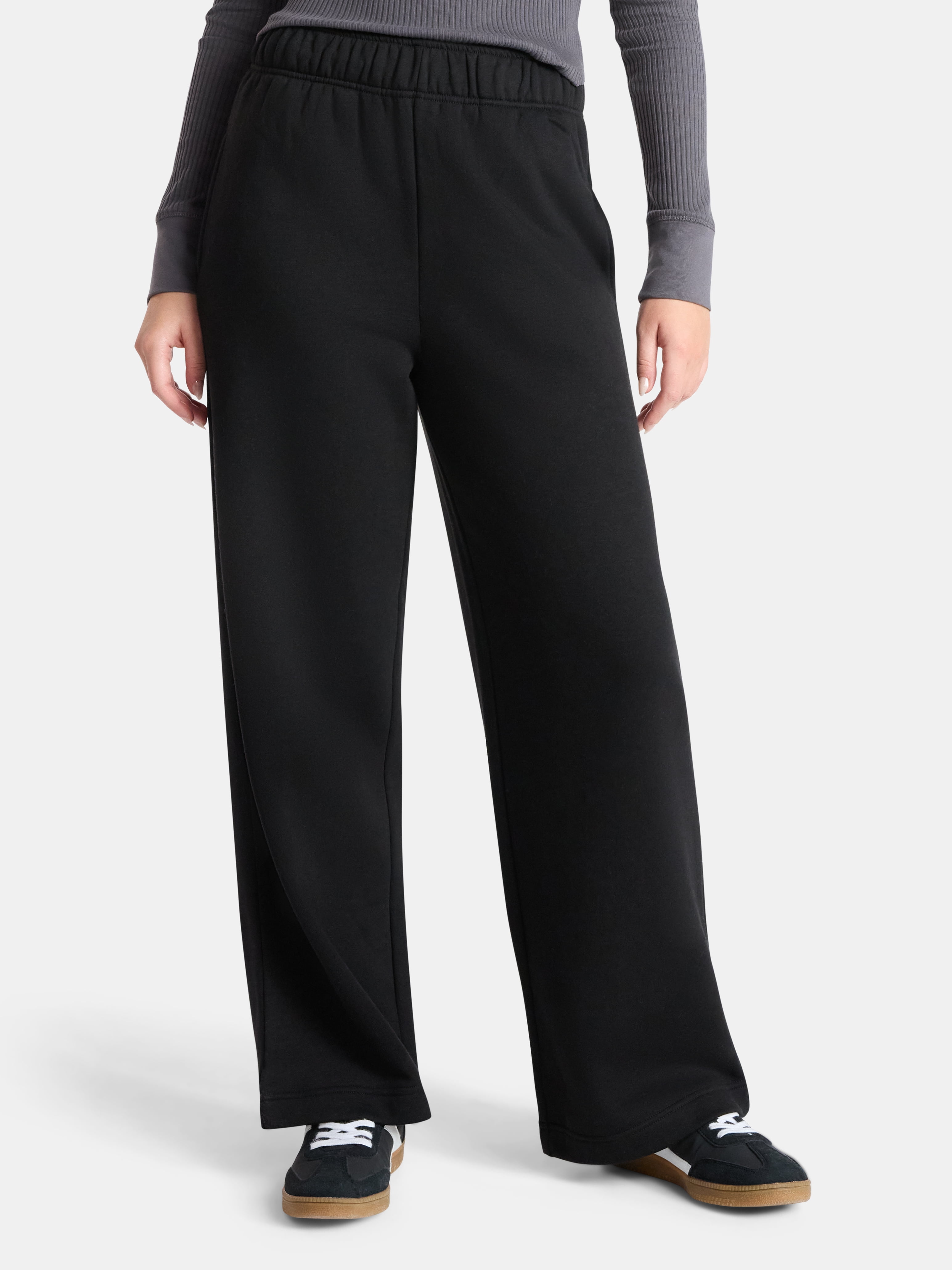 No Boundaries Wide-Leg Fleece Pants, 30” Inseam, Women's and