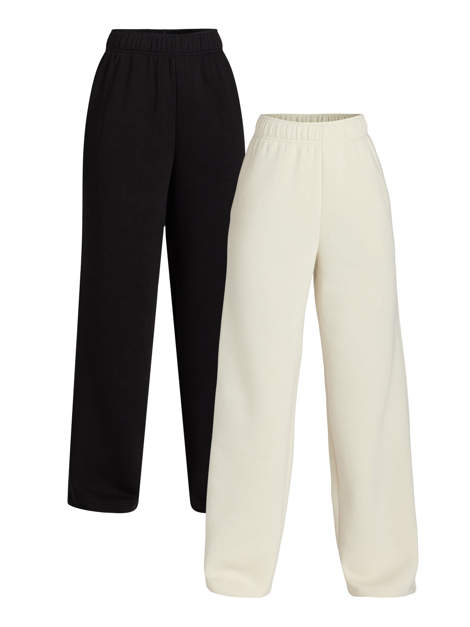 No Boundaries Wide Leg Fleece Pants, 30” Inseam, 1 or 2-Pack, Women’s