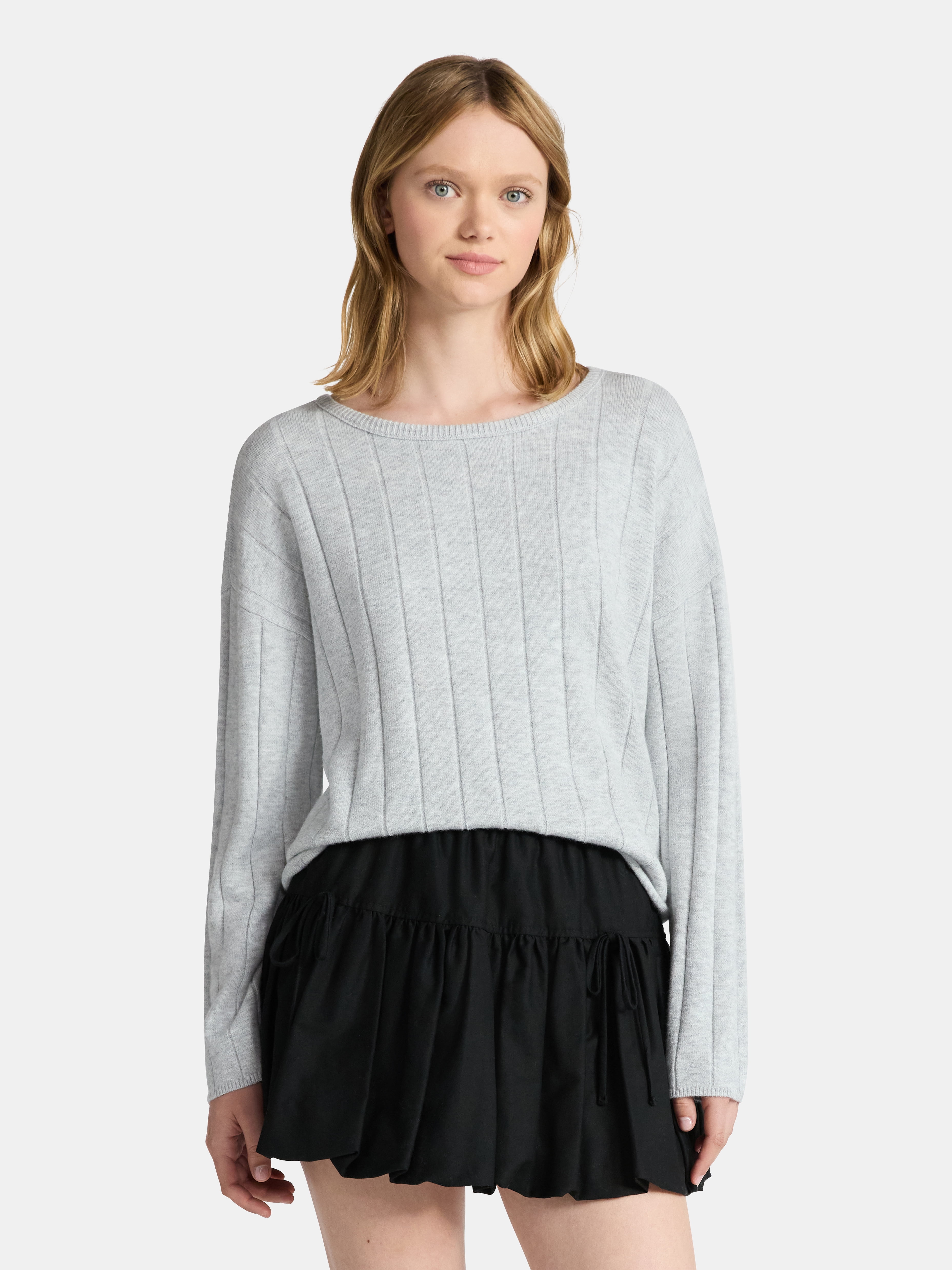 No Boundaries Wide Ribbed Scoop Neck Sweater Midweight Women #39 s