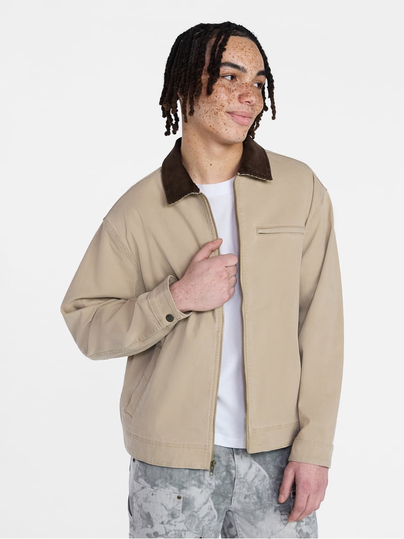 No Boundaries Full Zip Work Jacket with Long Sleeves, Men's XS-5XL