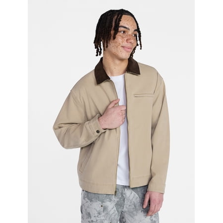 No Boundaries Full Zip Work Jacket with Long Sleeves, Men's XS-5XL