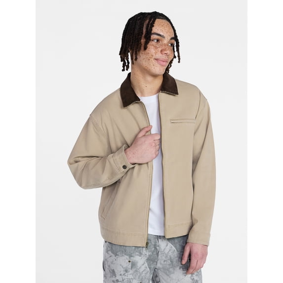 No Boundaries Full Zip Work Jacket with Long Sleeves, Men's XS-5XL