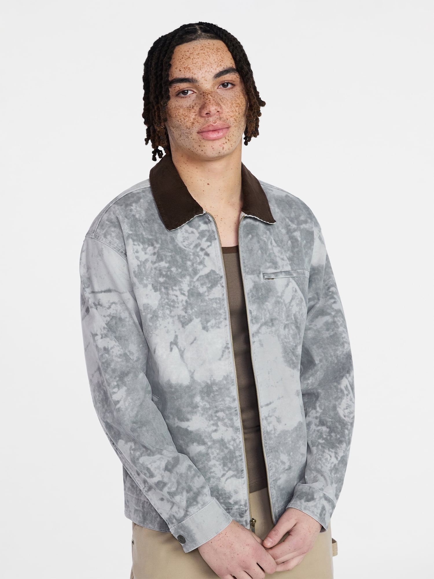 No Boundaries Full Zip Work Jacket with Long Sleeves, Men's XS-5XL