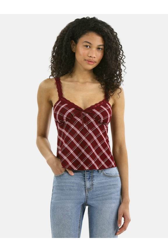 Woven Lace Plaid Cami, Women’s