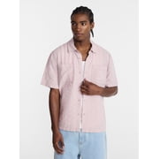 Textured Grid Boxy Fit Resort Shirt, Men's XS-5XL
