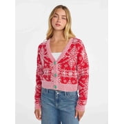 No Boundaries Embroidered Christmas Cardigan, Women's & Women's Plus