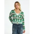 thumbnail image 1 of No Boundaries Embroidered Christmas Cardigan, Women's & Women's Plus, 1 of 6