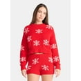thumbnail image 1 of No Boundaries Christmas Plush Sweater and Shorts Set, 2-Piece, Women’s, 1 of 5