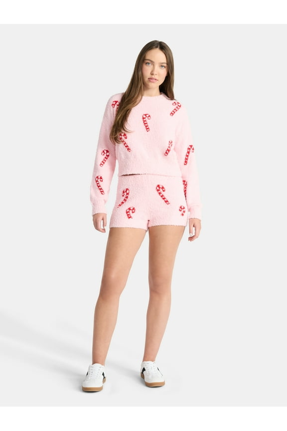 Christmas Plush Sweater and Shorts Set, 2-Piece, Women’s
