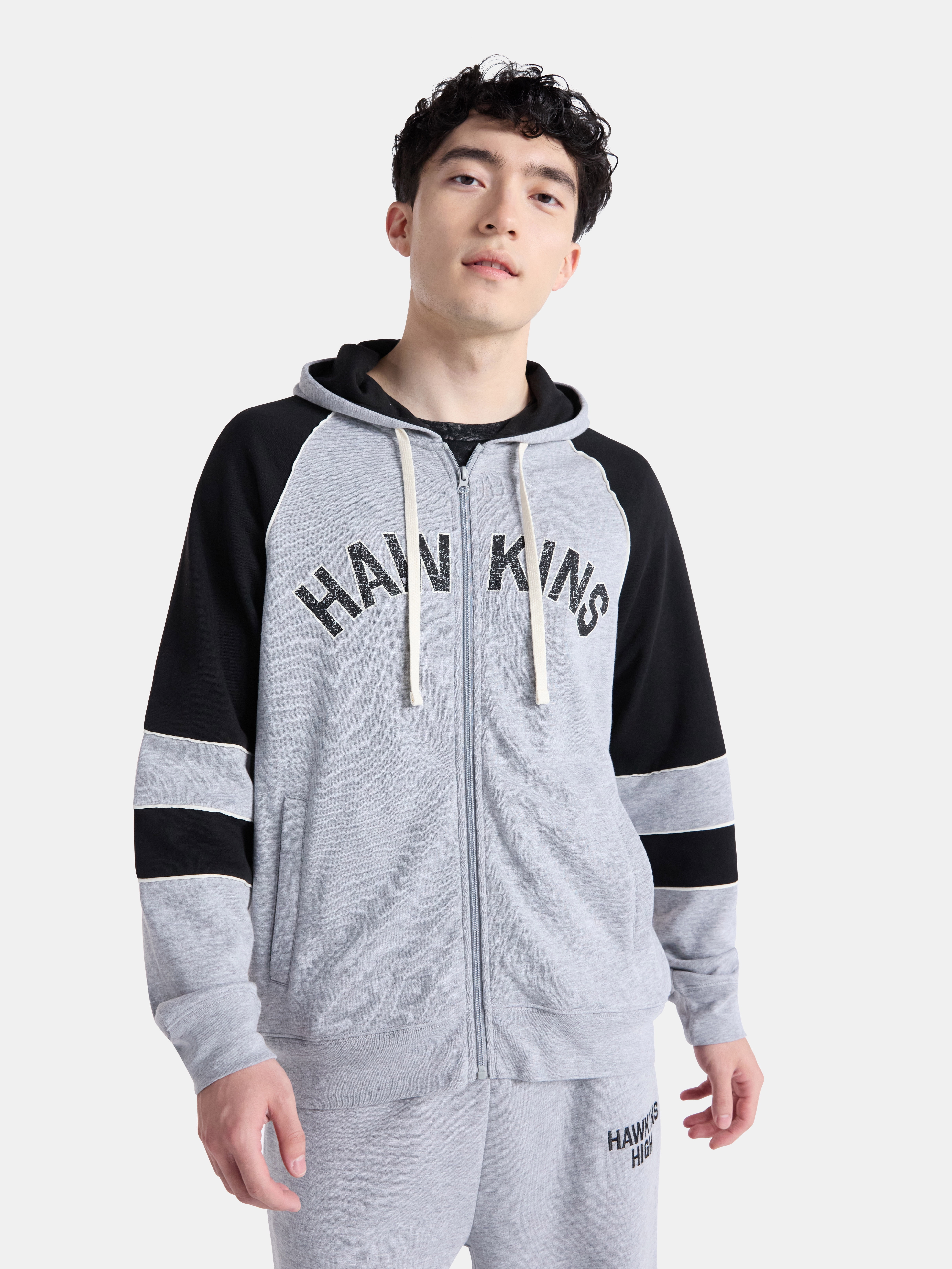 Netflix Stranger Things Hawkins Graphic Zip-Up Hoodie from No Boundaries, Men's & Big Men's