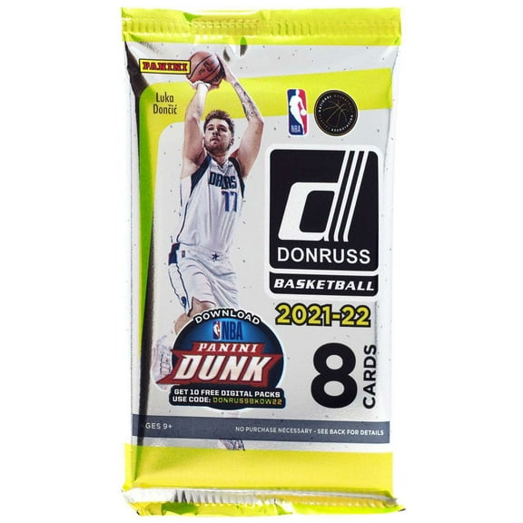 NBA 2021-22 Donruss Basketball Trading Card BLASTER Pack (8 Cards, Orange & Purple Laser Parallels)