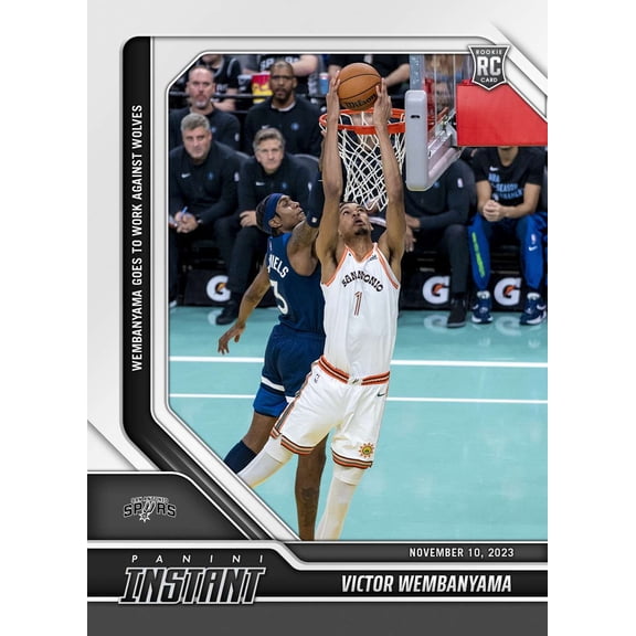NBA 2023-24 Instant Basketball Victor Wembanyama #60 (Rookie, Goes to Work Against Wolves)