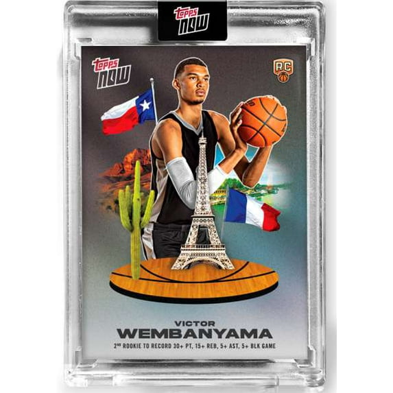 NBA 2023-24 NOW Basketball Victor Wembanyama & David Robinson VW-4 (Rookie Card, 2nd Rookie To Record 30+PT, 15+ REB, 5+ AST, 5+BLK Game)