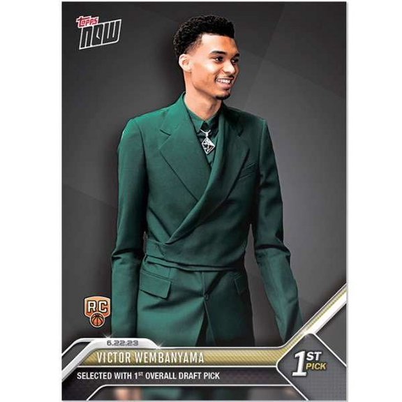NBA 2023 Topps Now Basketball Victor Wembanyama D-1 (Rookie Card, Selected with 1st Overall Draft Pick)