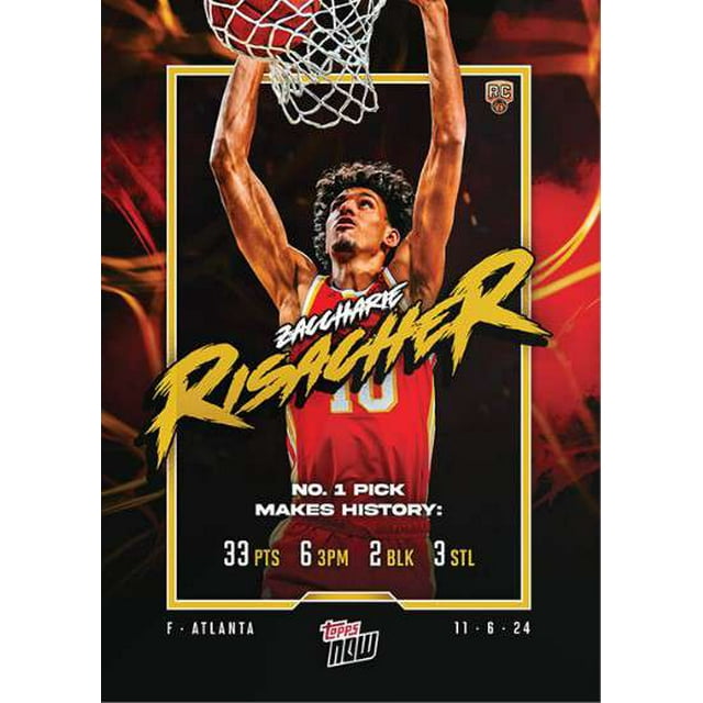 NBA 202425 Topps NOW Basketball Zaccharie Risacher 5 (Rookie, Makes History)
