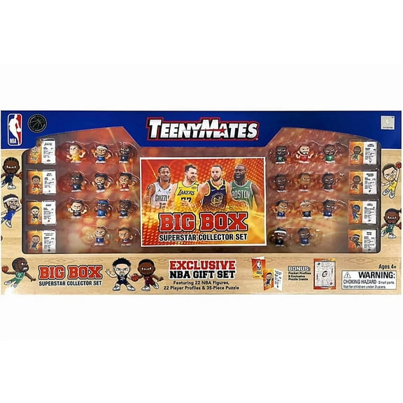 NBA TeenyMates Basketball 2025 Big Box Superstar Collector Gift Set 22 Players, Profile Cards & Puzzle