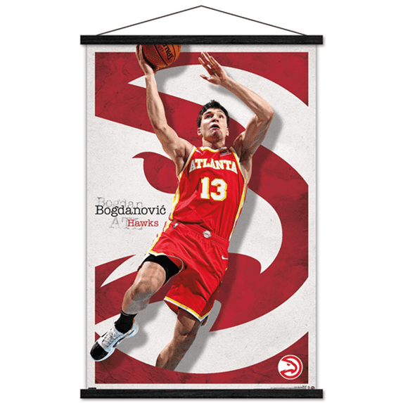 NBA Atlanta Hawks - Bogdan Bogdanovic 21 Wall Poster with Wooden Magnetic Frame, 22.375" x 34"