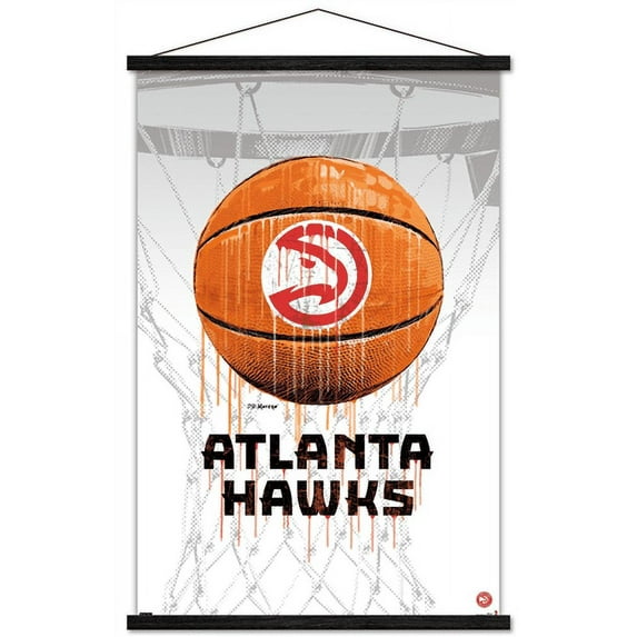 NBA Atlanta Hawks - Drip Basketball 21 Wall Poster with Magnetic Frame, 22.375" x 34"