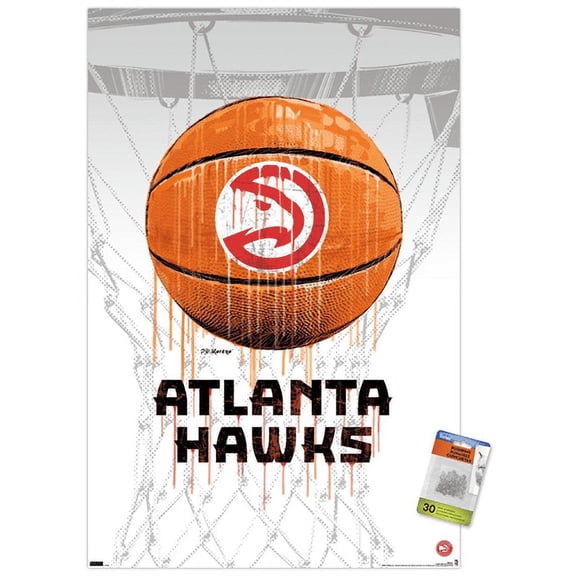 NBA Atlanta Hawks - Drip Basketball 21 Wall Poster with Push Pins, 22.375" x 34"