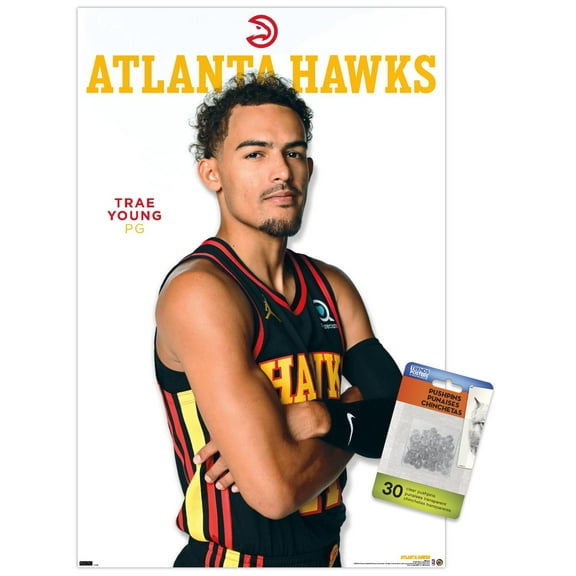 NBA Atlanta Hawks - Trae Young Feature Series 23 Wall Poster with Push Pins, 14.725" x 22.375"