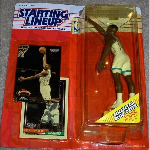 NBA Basketball Starting Lineup Larry Johnson Hornets Figure (1993) w/ Cards
