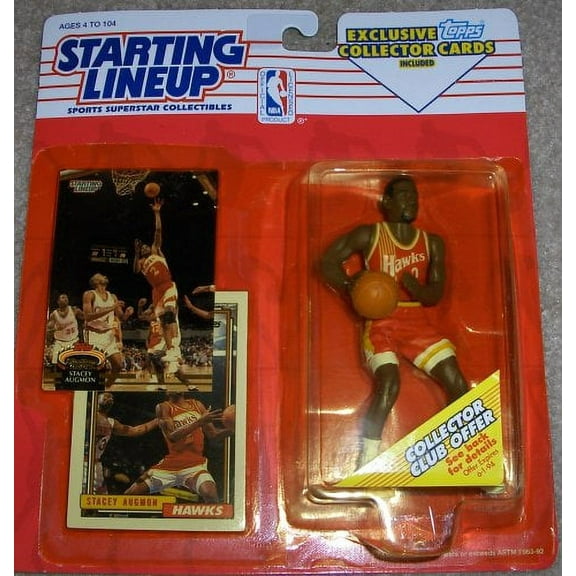 NBA Basketball Starting Lineup Stacey Augmon Hawks Figure (1993) w/ Cards