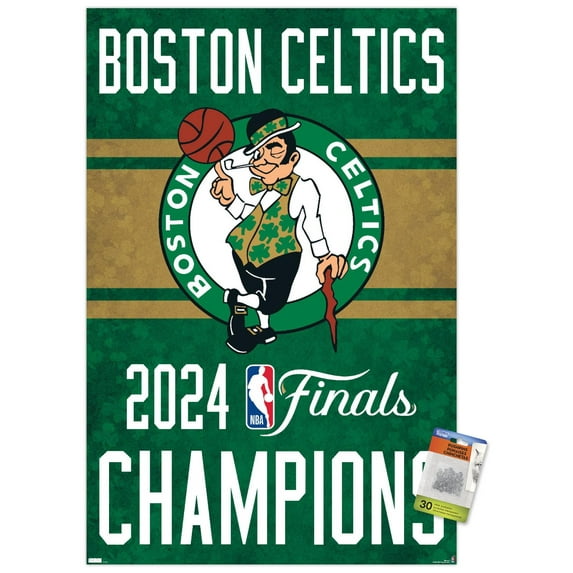 NBA Boston Celtics - 2024 NBA Finals Team Logo Wall Poster with Push Pins, 22.375" x 34"