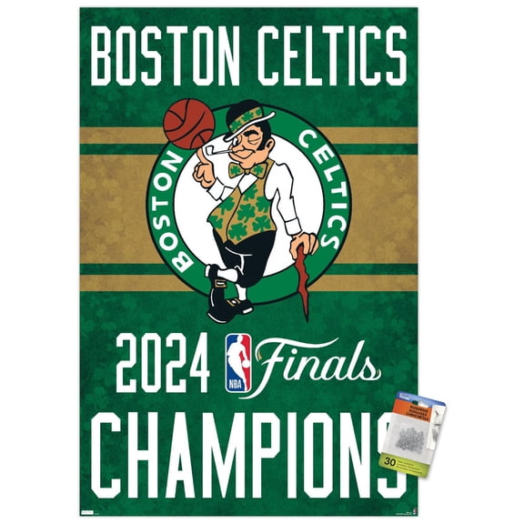 NBA Boston Celtics - 2024 NBA Finals Team Logo Wall Poster with Push Pins, 22.375" x 34"