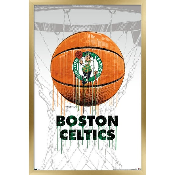 NBA Boston Celtics - Drip Ball 20 Wall Poster, 14.725" x 22.375", Framed