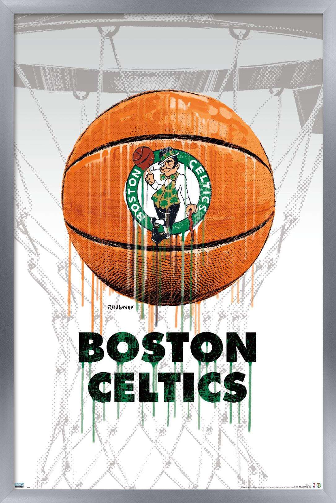 NBA Boston Celtics - Drip Ball 20 Wall Poster, 14.725" x 22.375", Framed