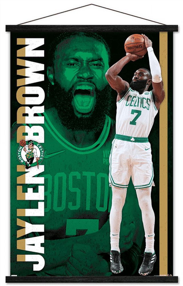 NBA Boston Celtics - Jaylen Brown 21 Wall Poster with Wooden Magnetic Frame, 22.375" x 34"