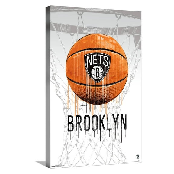 NBA Brooklyn Nets - Drip Basketball 21 Canvas Wall Poster, 14.725" x 22.375"