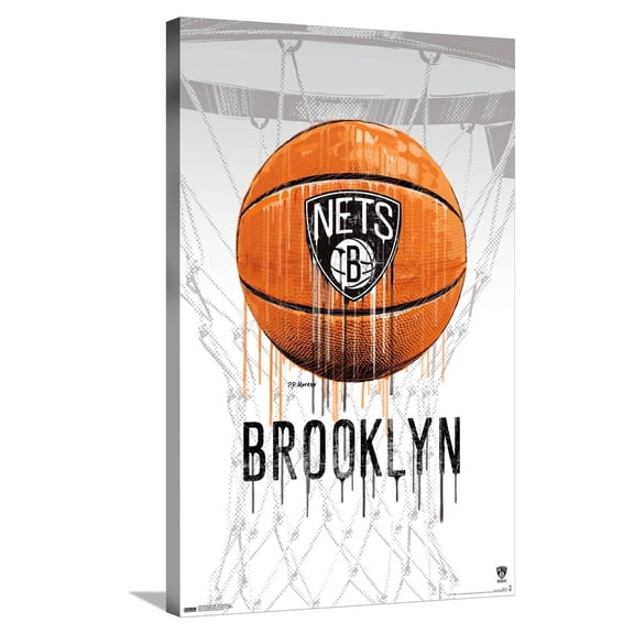 NBA Brooklyn Nets - Drip Basketball 21 Canvas Wall Poster, 22.375" x 34"