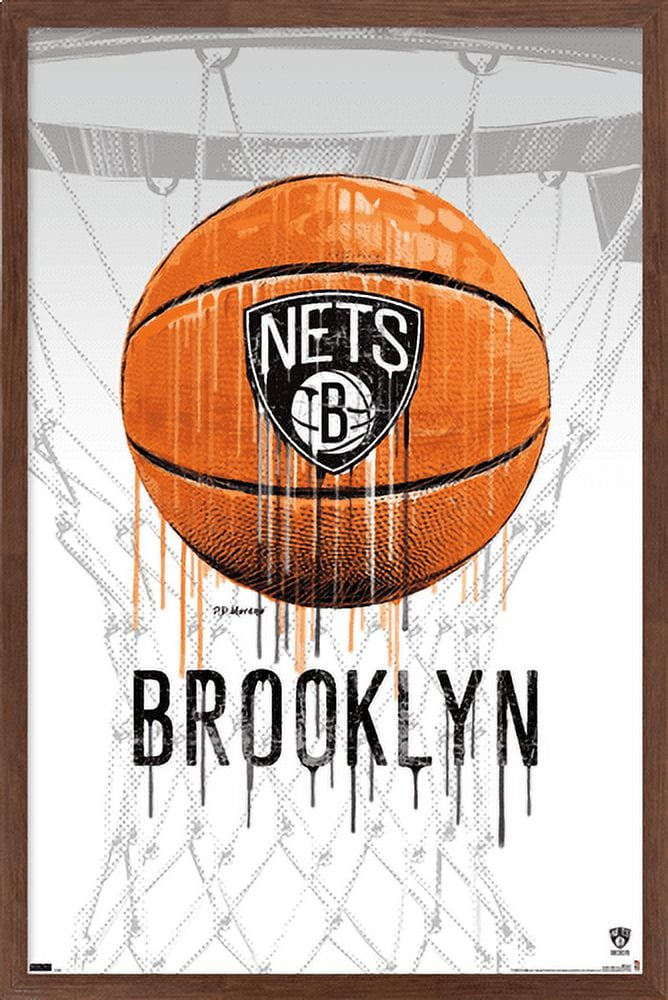 NBA Brooklyn Nets - Drip Basketball 21 Wall Poster, 22.375" x 34", Framed