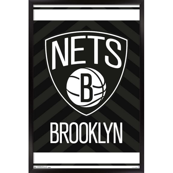 NBA Brooklyn Nets - Logo 15 Wall Poster, 14.725" x 22.375", Framed