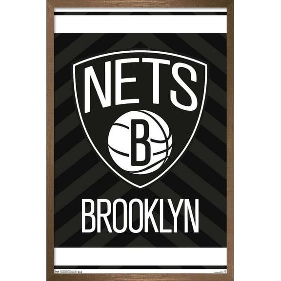 NBA Brooklyn Nets - Logo 15 Wall Poster, 14.725" x 22.375", Framed