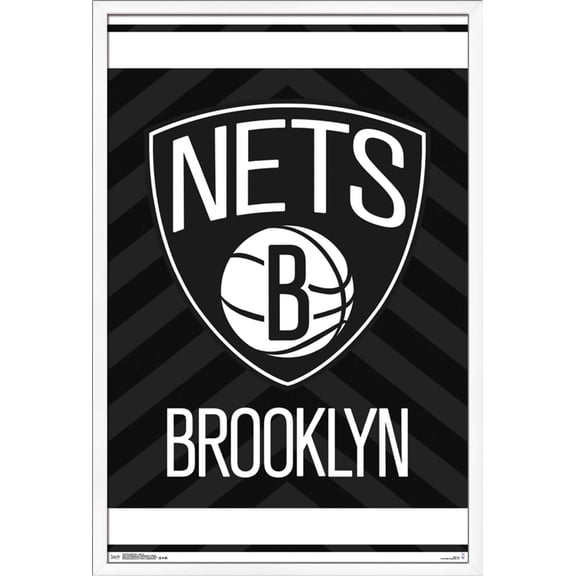 NBA Brooklyn Nets - Logo 15 Wall Poster, 22.375" x 34", Framed