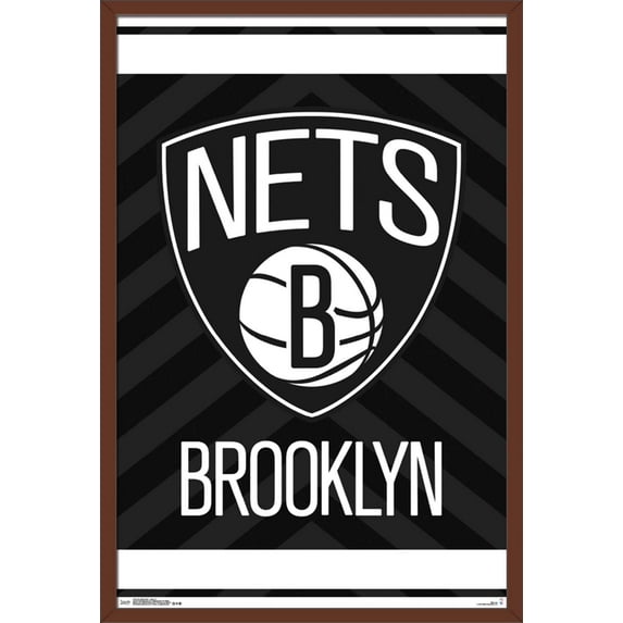 NBA Brooklyn Nets - Logo 15 Wall Poster, 22.375" x 34", Framed