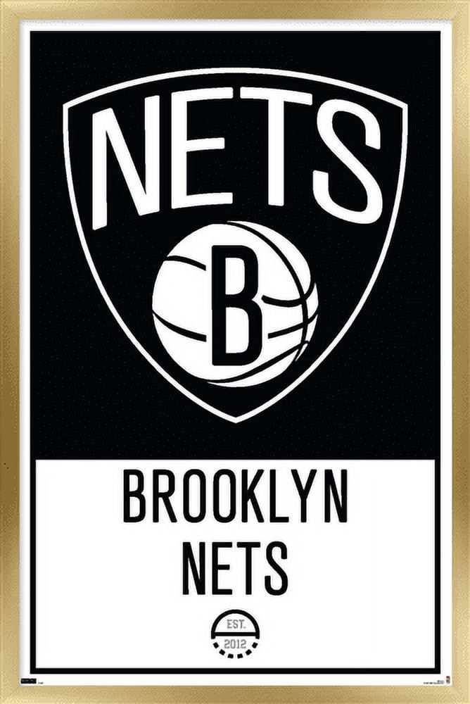 NBA Brooklyn Nets - Logo 21 Wall Poster, 14.725" x 22.375", Framed