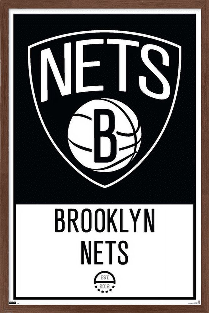 NBA Brooklyn Nets - Logo 21 Wall Poster, 22.375" x 34", Framed