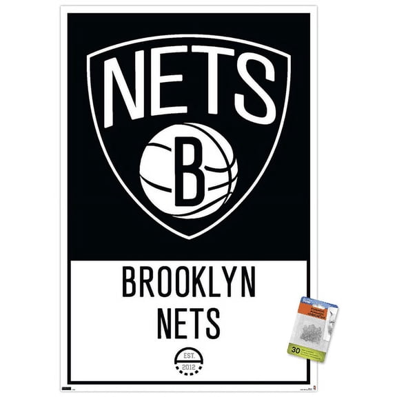 NBA Brooklyn Nets - Logo 21 Wall Poster with Push Pins, 22.375" x 34"