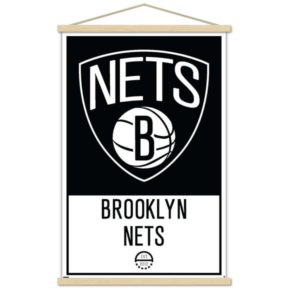 NBA Brooklyn Nets - Logo 21 Wall Poster with Wooden Magnetic Frame, 22.375" x 34"