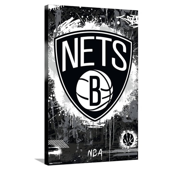 NBA Brooklyn Nets - Maximalist Logo 23 Canvas Wall Poster, 22.375" x 34"