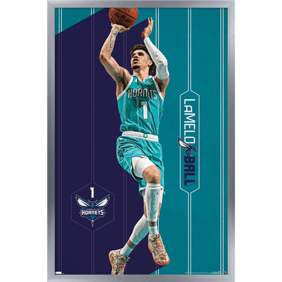 NBA Charlotte Hornets - LaMelo Ball 23 Wall Poster, 14.725" x 22.375" Framed