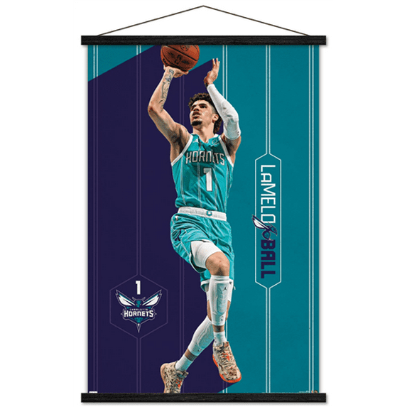 NBA Charlotte Hornets - LaMelo Ball 23 Wall Poster with Magnetic Frame, 22.375" x 34"
